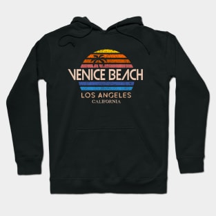 Venice Beach Vintage retro sun sunset stripes distressed 80s eighties Hoodie